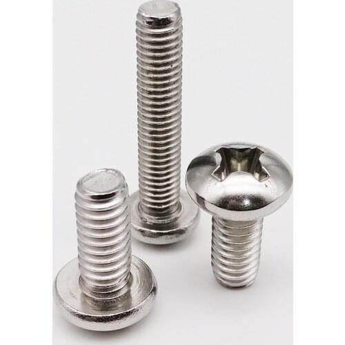 10/50pcs UNC 2#-56 4#-40 6#-32 8#-32 10#-24 12#-24 US Coarse Thread 304 Stainless Steel Cross Round Phillips Pan Head Screw Bolt