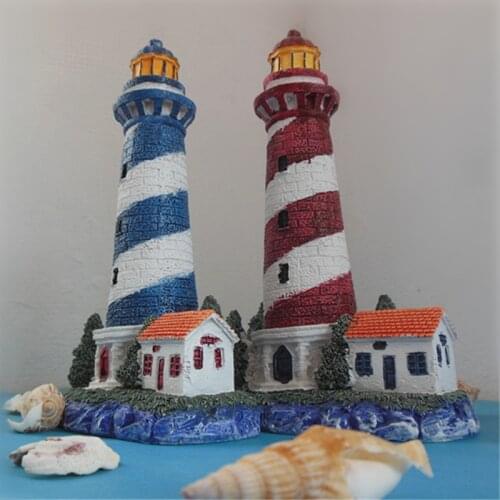 Home Decorations Creative Painted Resin Lighthouse Decoration Crafts Living Room Office Decoration Gift For Kids