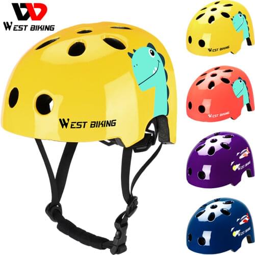 WEST BIKING Kids Bicycle Helmet EPS Ultralight Childrens Protective Gear Girls Boys Cycling Sports Cartoons Safety Cap Helmet