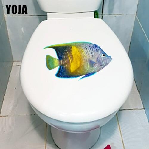 YOJA 24.4×13.9CM Beautiful Tropical Sea Fish Washroom Decor Toilet Stickers Creative Wall Decals T1-3249