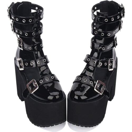 Angelic imprint Womens Super High Heels Lolita Sandals Summer Punk style Shoes Size 35-39 6029