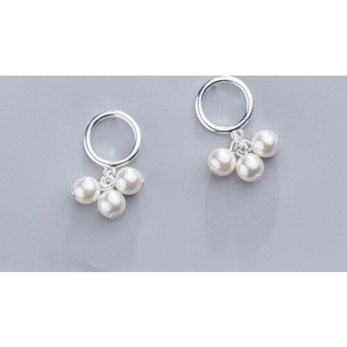 MloveAcc 925 Sterling Silver Stud Earrings for Women Pearl Earrings 100% Genuine Pearl Jewelry Gift Pendientes