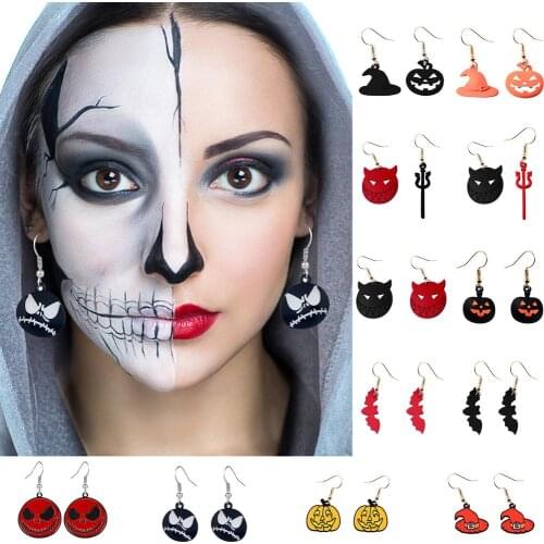 1pair Funny Pumpkin Ghost Shape Drop Earring Halloween Holiday Dangle Earrings Party Gift Trick Or Treat Dangle