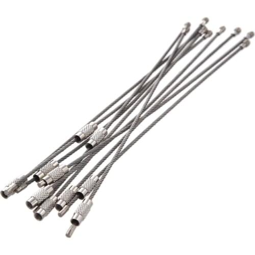 10 pcs Stainless Steel Wire Keychain Cable Key Ring for Outdoor Hiking Camping