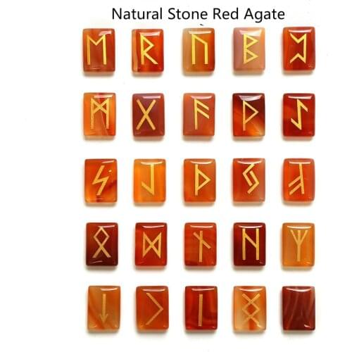 25pcs/Pack Fortune Telling Stone Divination Stone Rune Amulet Game Reiki Healing Crystal Divination Rectangular Stone Lettering