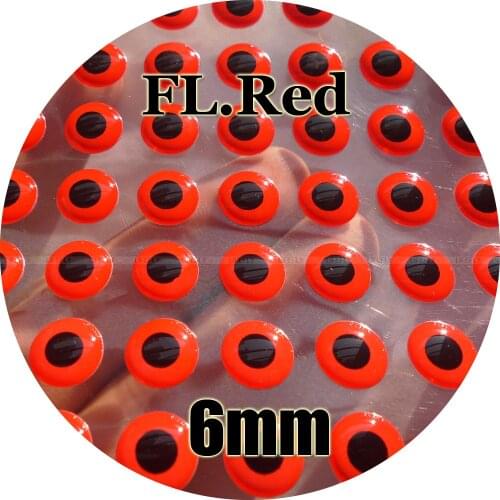 6mm 3D FL. Red / Wholesale 700 Soft Molded 3D Holographic Fish Eyes, Fly Tying, Jig, Lure Making