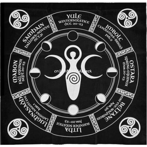 49x49cm Tarot Tablecloth Triple Moon Pagan Altar Tarot Cloth Flannel Dropship