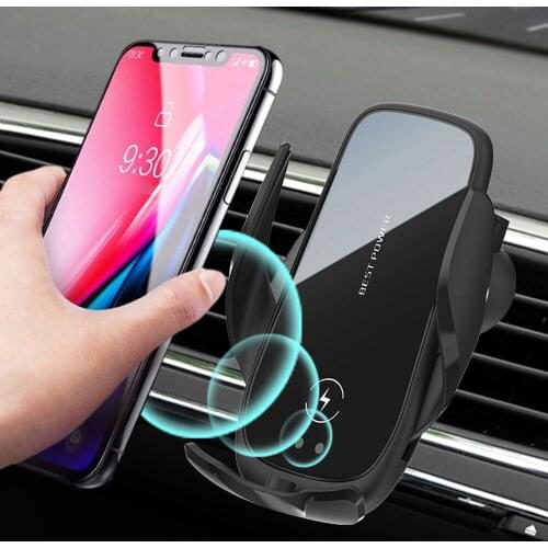 Automatic Clamping 15W Car Wireless Charger For iPhone 12 XS 7 Huawei LG Infrared Induction Qi Wireless Charger Car Phone Holder