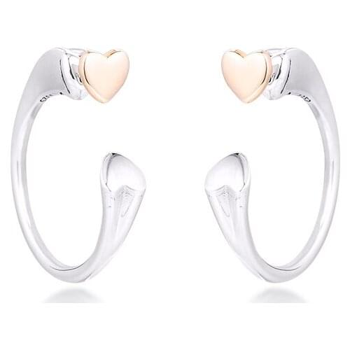 CKK Earrings 14K Gold Two Hearts Hoop Earring for Women Sterling Silver 925 Jewelry Pendientes Earings Earing Brincos Aretes