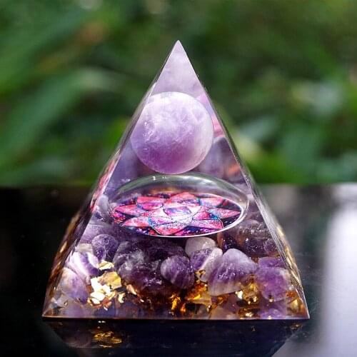 Generator Tourmaline Amethyst Orgone Pyramid Decoration