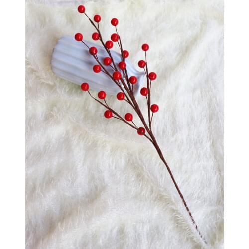 10mm Artificial Flower Fruit Man-made Cherry With Long Branch Pearl Berries for DIY Gift wedding birthday home decor