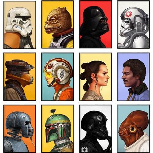 Star Wars Canvas Painting White Soldier Samurai Movie Posters and Prints Art Print Mural Pictures Childrens Room Home Decoration