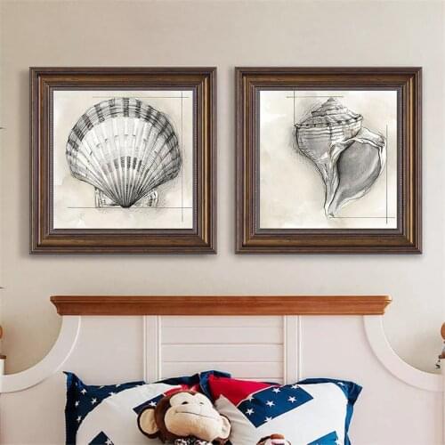 Modern animal shell conch marine canvas painting Paris square poster and print wall art print canvas home decoration gift