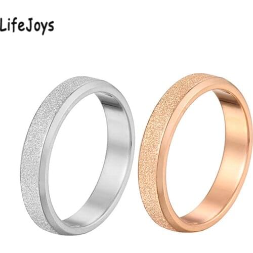 4mm Simple Matte Ring Rose Gold Silver Color Stainless Steel Matt Tail Ring For Women Men Vintage Jewelry Size 4 To 10 Quality