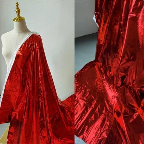 Red Down Fabric Mirror Coating DIY Down Jacket Coat Pants Windbreaker Background decor Garment Designer Fabric