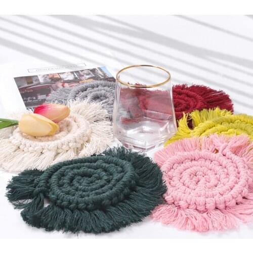 Round Cotton Rope Tassel Nordic Style Non-slip Kitchen Placemat Coaster Insulation Pad Dish Coffee Table Mat Home Decor 51008