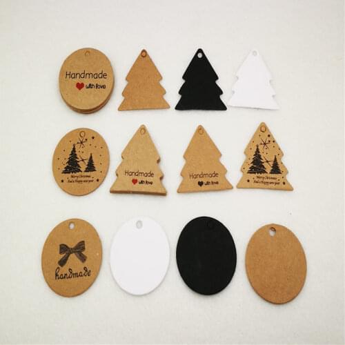400Pcs/Lot DIY Tree Pattern Round Paper Hang Tags For Happy Christmas Tree Gifts Decoration Supplies Price Tag Note Tags Label