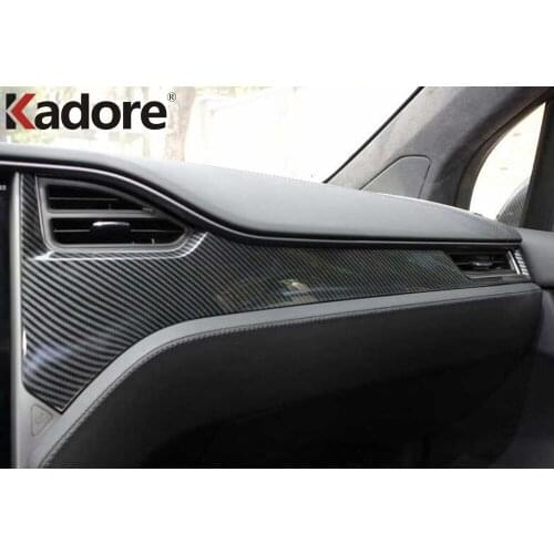 For Tesla Model X 2016-2018 2019 Carbon Fiber Paint Front Air Vent Outlet Cover Center Control Panel Cover Trim Accessories