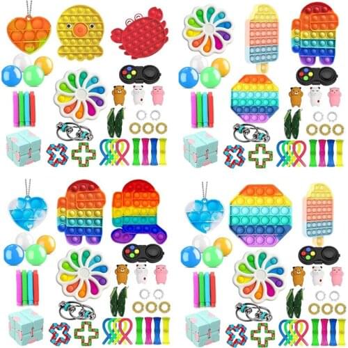 Hot Fidget Pushs Bubble Anti stress Toy Set popetes Game Kit Children Adult Sensory Bubble Antistress Reliever Fidget Toys Pack