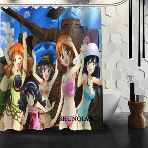 New Arrival Girls Und Panzer Shower Curtain Polyester Fabric Printing Bathroom Curtain Waterproof Bathroom Products With Hook