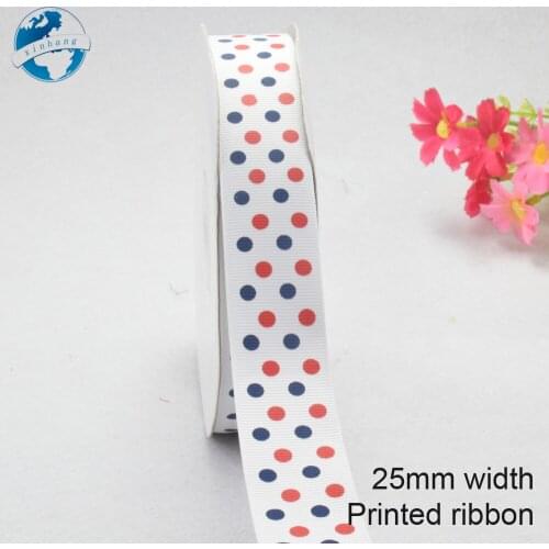 25mm width,printed dots ribbons Polyester Grosgrain ribbon, lace satin ribbons DIY hairbow accessories,gift package #3785