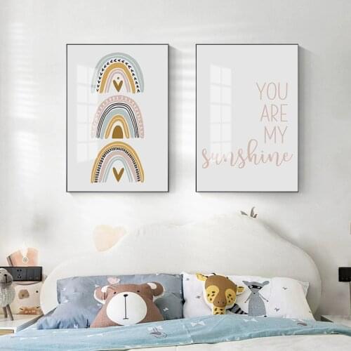 Nordic simple cartoon rainbow love children room kindergarten model room warm decorative picture picture printing
