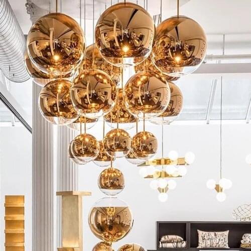 Modern Glass LED Pendant Lamp Bar Stairs (one To Three Lights) Restaurant LED Pendant Lights Living Room Lamp Plating Spherical