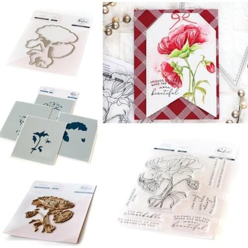 THANKFUL FOR FRIENDS Metal Cutting Dies Stamps Stencil Hot Foil Scrapbook Diary Decoration Stencil Embossing Template Handmade