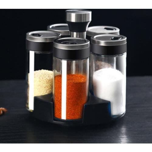 Spice Jar Glass Bottle Pepper Spice Container Seasoning Box Kitchen Rack Organizer Bottle Holder Seasoning Jars Rack Set