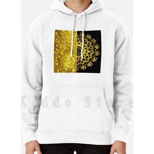 Golden Shimmery Mandala ( Jet Black ) hoodie long sleeve Mandala Mandala Pattern Black Gold Black And Gold Black