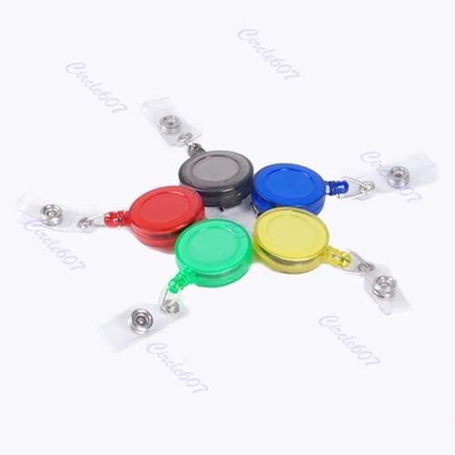 Retractable Reel Pass ID Badge Name Tag Key Card Holder With Clip For School Office Company Q6PA
