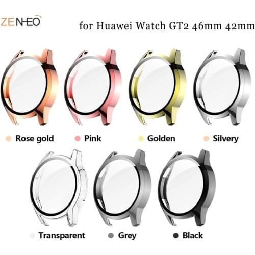 PC Screen Protector Cover + Tempered film for Huawei Watch GT 2 46mm 42mm Scratch-resistant Shell Light Bumper Accessories