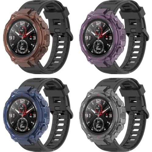 TPU Soft Glass Screen Protector Case Shell Full Edge Frame For Amazfit T-rex/Trex Pro Sport Smart Watch Protective Bumper Cover