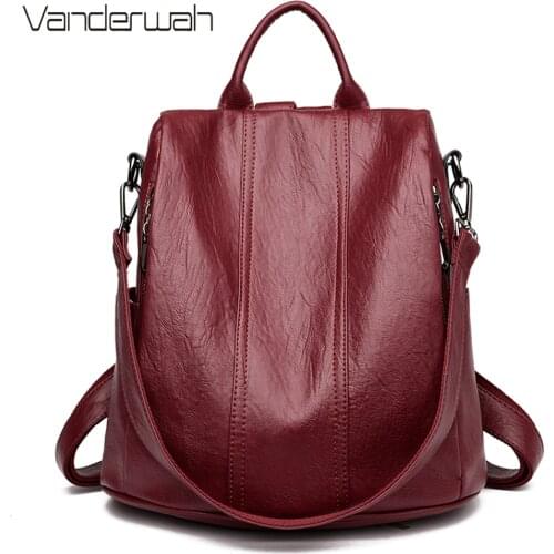 Women Waterproof Anti-theft Leather Backpacks Bags for Girls Female Shoulder Bag Multifunction Traveling Backpack Mochilas Sac
