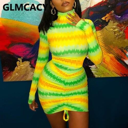 Women Long Sleeve Turtle Neck Mini Dress Chic Slim Bodycon Party Club Dresses