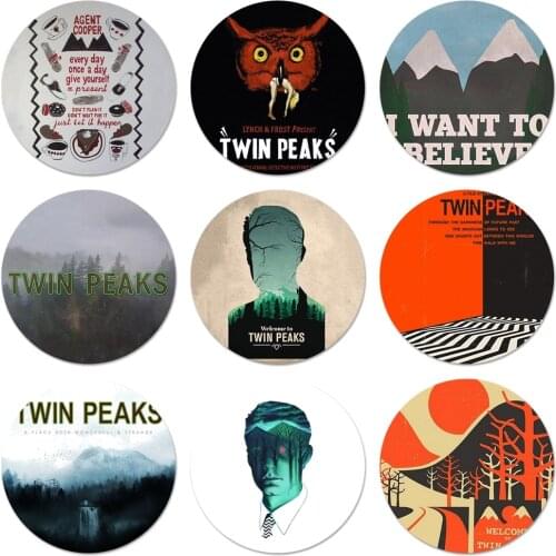 58mm Welcome To Twin Peaks Icons Pins Badge Decoration Brooches Metal Badges For Backpack Decoration