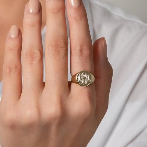 Gold Signet Ring for Women Gold With Polished Finger Simple Square Rings Punk Ring Jewelry Stainless Steel jewelry Gift