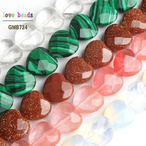 10mm Natural Stone Beads Faceted Cherry Quartz Heart Shape Loose Beads for Jewelry Making DIY Bracelet 20pcs/Strand
