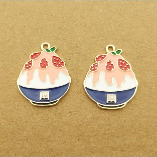 10pcs 20x25mm enamel ice cream charm for jewelry making cute earring pendant bracelet necklace charms diy charm