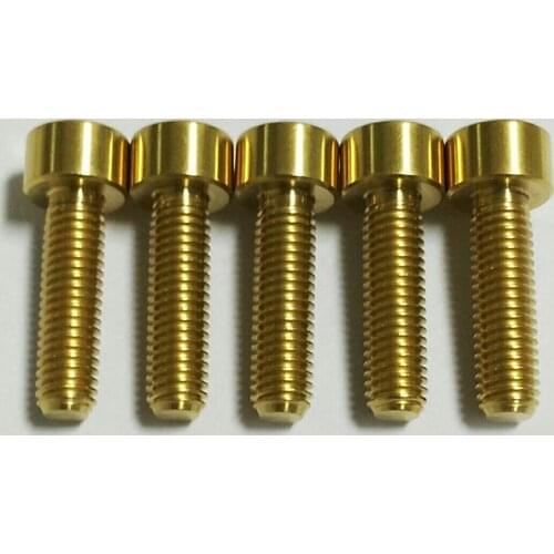 Golden 2pcs M5 titanium alloy screw bolt Allen column head screws hex socket cup bolts Ti machine thread nail