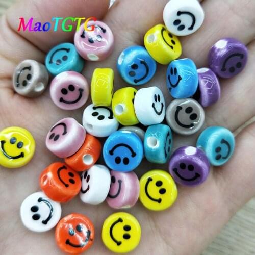 20pcs Multicolor Smiley Face Ceramic Beads For Jewelry Making Bracelet Necklace 10mm Spacer Jewelry Making Bead Accessories