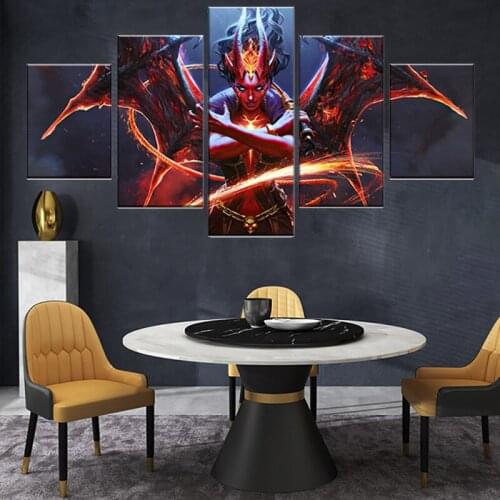5 Panel Queen of Pain Arcana Dota 2 Eminence of Ristul Game Poster Pictures Fantasy Wall Art Home Decor Bedside Background