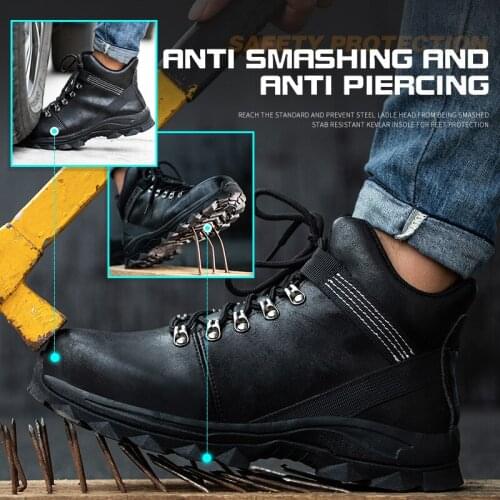 Safety Work Boots Shoes For Men Indestructible Steel Toe Cap Shoes All Season Working Boots Security Work Shoes Big Size 48