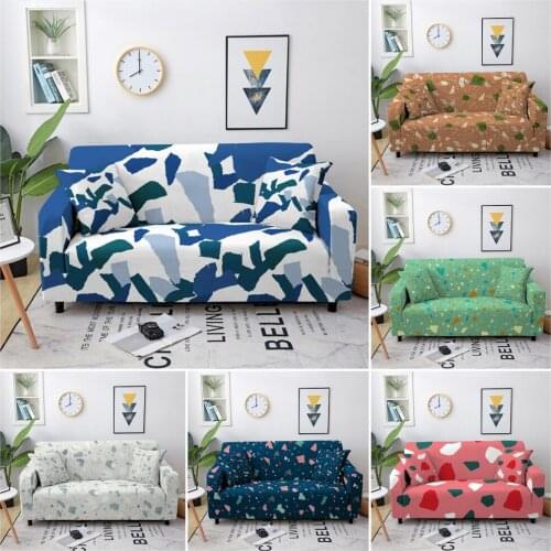 Marble Texture Sofa Covers For Living Room Stretch Elastic Sofa Slipcover Sectional Couch Cover Polyester Loveseat Sofa Cover