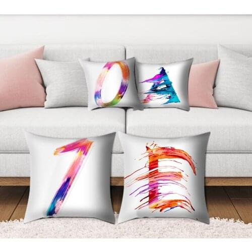 Inkjet Pattern Digital Printing English Alphabet Case Pillow Cushion Cover 45*45cm Throw Pillows Sofa Decorative