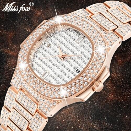Dropshipping 2020 Luxury Watch Men Patek Rose Gold Watch Analog Waterproof Quartz Clock Calendar Business Diamond Iced Out Watch