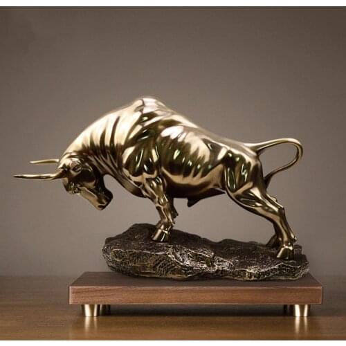 EUROPEAN GEOMETRIC BULL STATUE HOME DECORATION ACCESSORIES VINTAGE RESIN CRAFT MASCOT DESK DECORATION STATUE AND SCULPTURE ARTS
