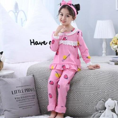 Cotton Cartoon Kids Pajamas Sets Nightwear Long Sleeve Girls Boys Sleepwear Tops+Pants 2pcs Pyjamas Kids Homewear Clothing Suits