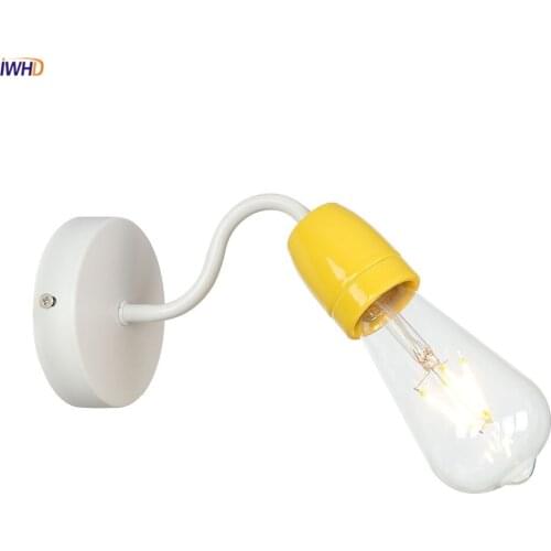 IWHD Modern LED Wall Lamp Simple Wandlamp LED Edison Bulb Yellow Iron Fixtures Bathroom Light Applique Murale Luminaire