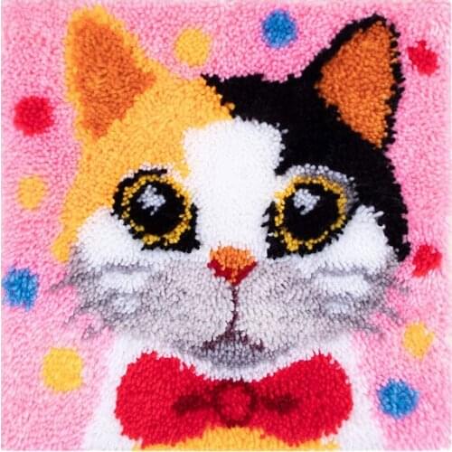 Latch Hook Cushion Animals Cat Cross Stitch Carpet Embroidery Needlework Crochet Pillows Accessories DIY Latch Hook Rug Kit DIY